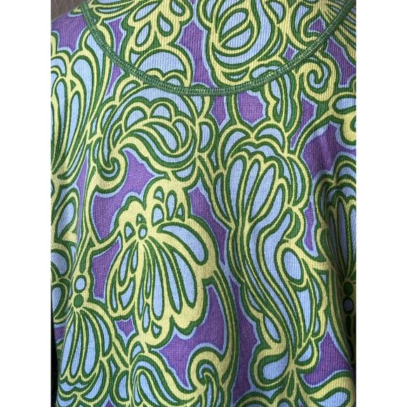 Sigrid Olsen Knit Cardigan Large Green Women's Purple Floral Silk Angora Beaded - Picture 6 of 15